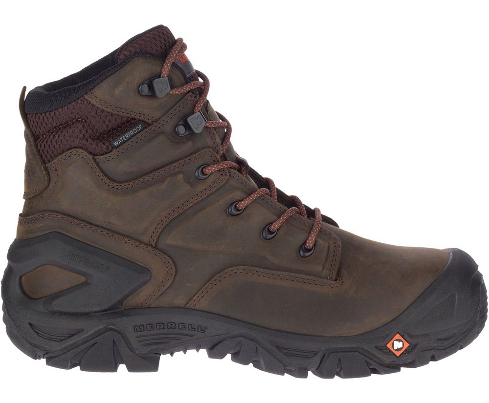 Kozaki Merrell Męskie Brązowe - Strongfield Skórzane X 7" Waterproof Comp Toe - 613084-BPZ